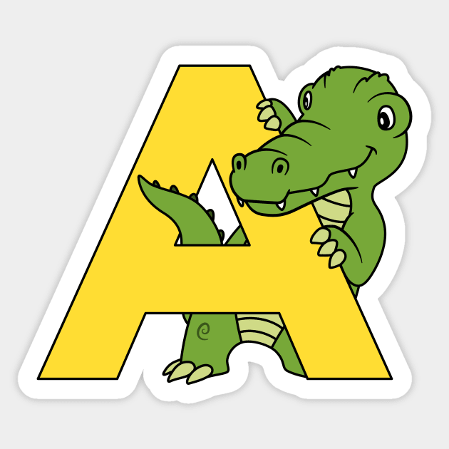 Letter A with Aligator Sticker by BoombasticArt